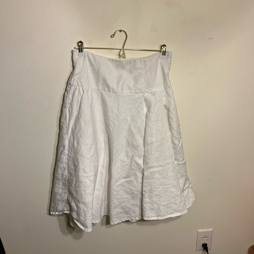 GAP Classic White Linen A-Line Skirt